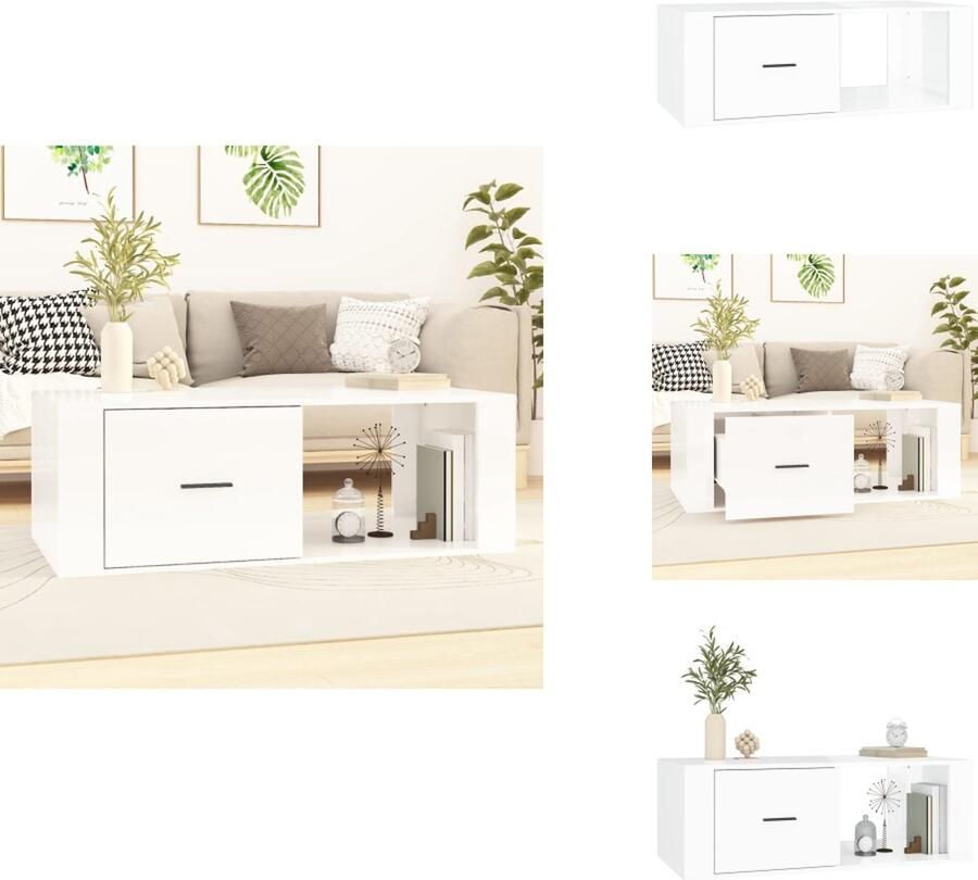 VidaXL Salontafel Salontafels Tafel Bijzettafel Salontafel 100x50 5x35 cm bewerkt hout hoogglans wit