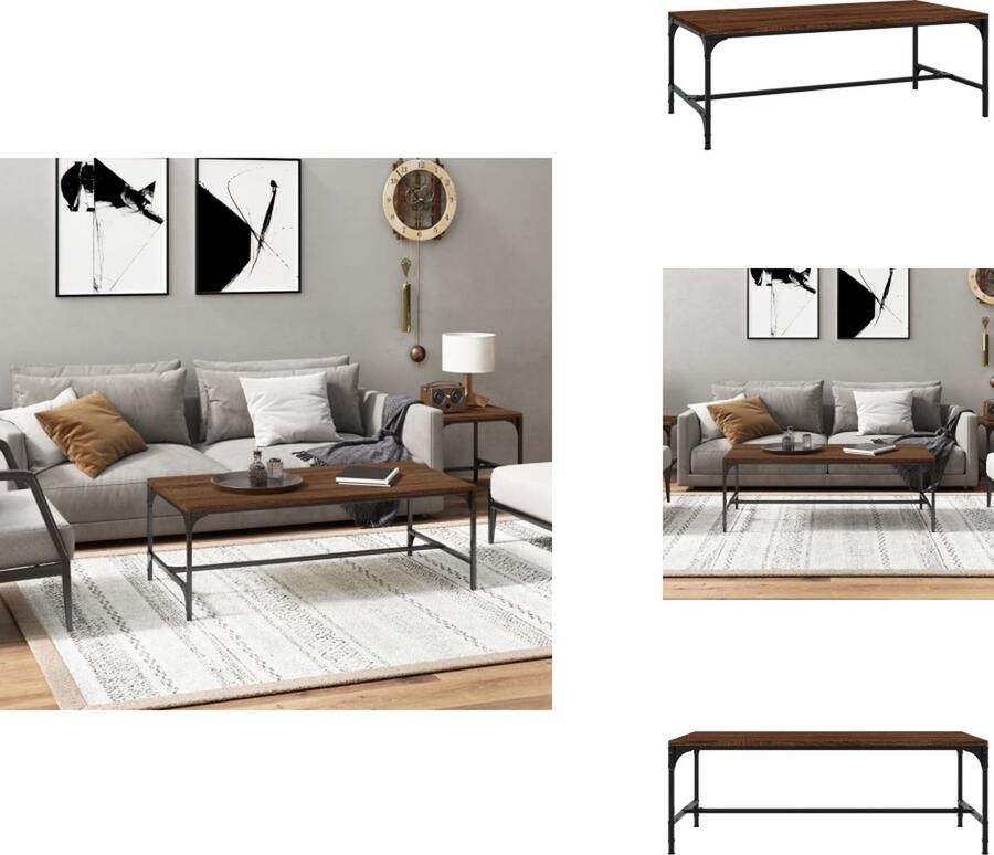 VidaXL Salontafel Salontafels Tafel Bijzettafel Salontafel 100x50x35 cm bewerkt hout bruineikenkleurig