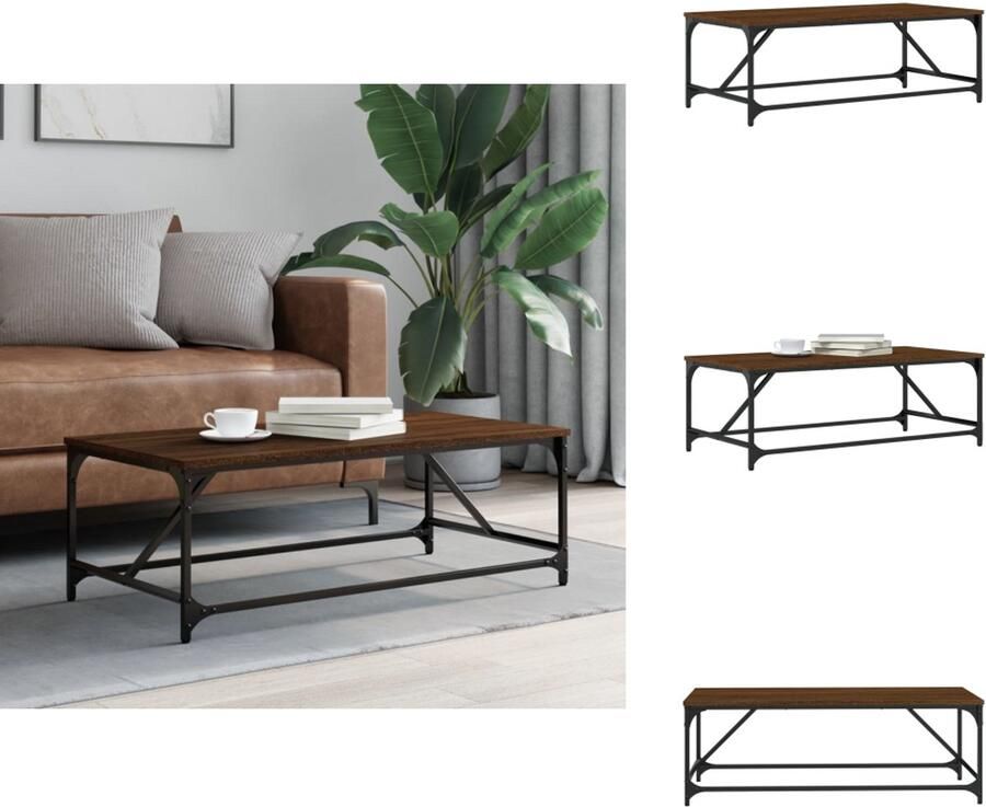 VidaXL Salontafel Salontafels Tafel Bijzettafel Salontafel 100x50x35 cm bewerkt hout bruineikenkleurig - Foto 2