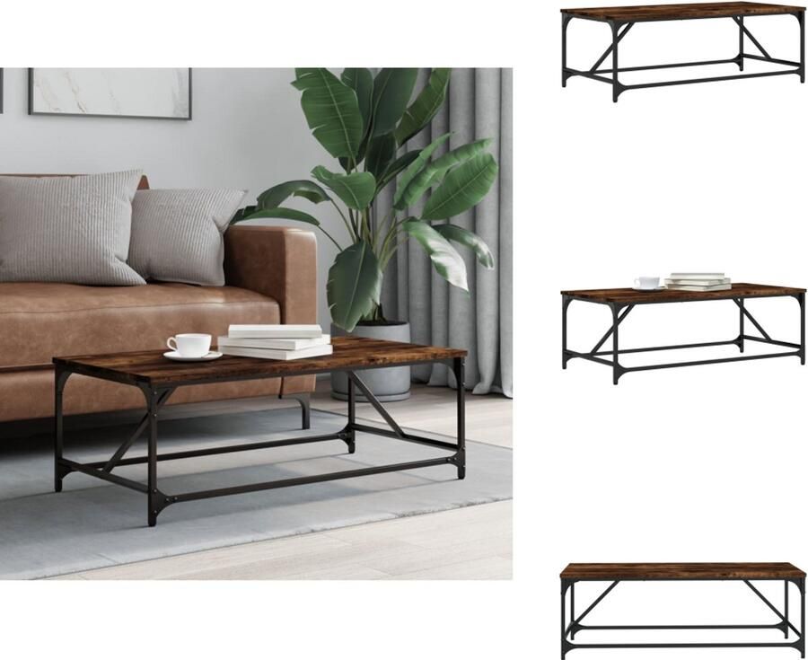 VidaXL Salontafel Salontafels Tafel Bijzettafel Salontafel 100x50x35 cm bewerkt hout gerookt eikenkleurig - Foto 2