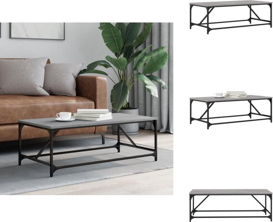 VidaXL Salontafel Salontafels Tafel Bijzettafel Salontafel 100x50x35 cm bewerkt hout grijs sonoma