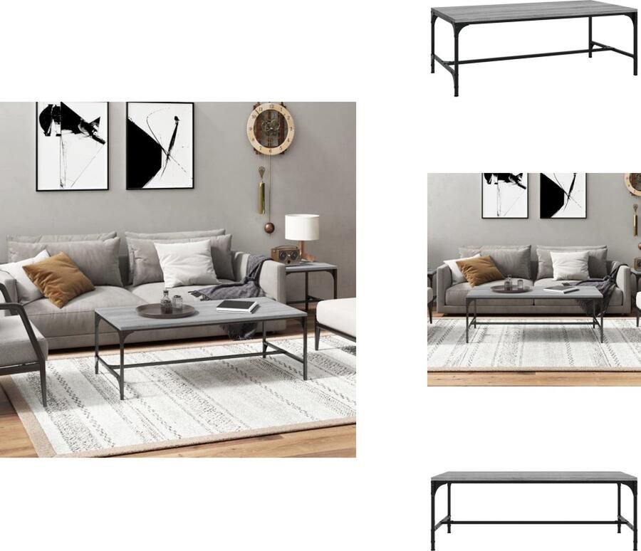 VidaXL Salontafel Salontafels Tafel Bijzettafel Salontafel 100x50x35 cm bewerkt hout grijs sonoma