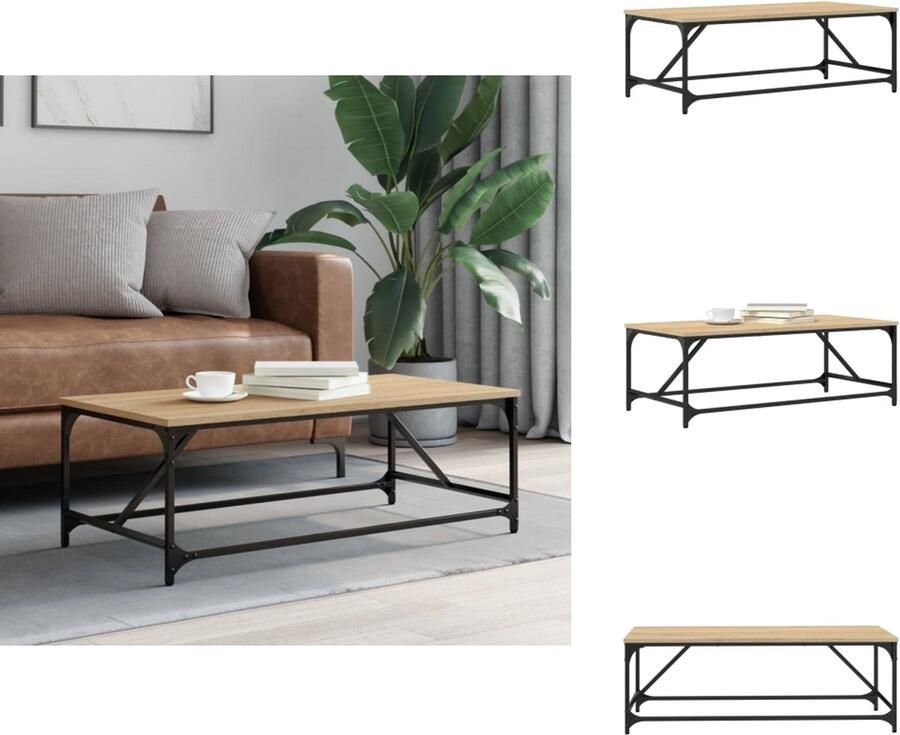 VidaXL Salontafel Salontafels Tafel Bijzettafel Salontafel 100x50x35 cm bewerkt hout sonoma eikenkleurig