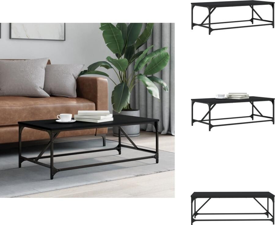 VidaXL Salontafel Salontafels Tafel Bijzettafel Salontafel 100x50x35 cm bewerkt hout zwart - Foto 2