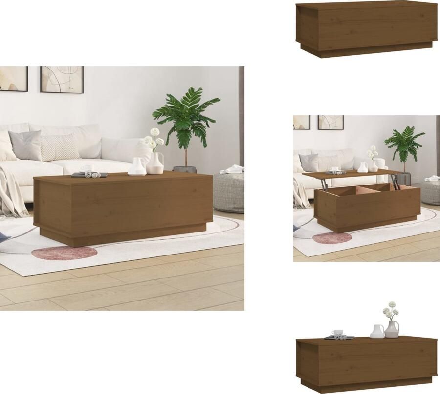 VidaXL Salontafel Salontafels Tafel Bijzettafel Salontafel 100x50x35 cm massief grenenhout honingbruin