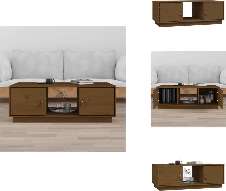 VidaXL Salontafel Salontafels Tafel Bijzettafel Salontafel 100x50x35 cm massief grenenhout honingbruin