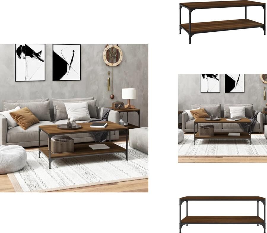 VidaXL Salontafel Salontafels Tafel Bijzettafel Salontafel 100x50x40 cm bewerkt hout bruineiken
