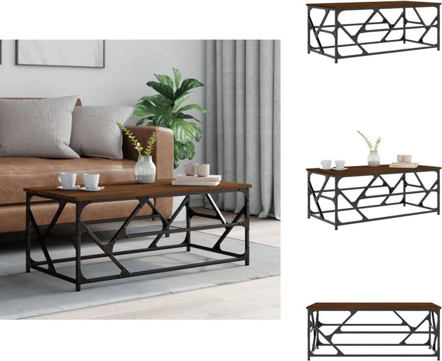 VidaXL Salontafel Salontafels Tafel Bijzettafel Salontafel 100x50x40 cm bewerkt hout bruineiken - Foto 2