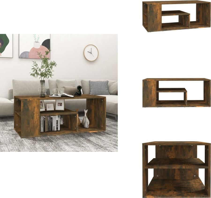 VidaXL Salontafel Salontafels Tafel Bijzettafel Salontafel 100x50x40 cm bewerkt hout gerookt eikenkleurig