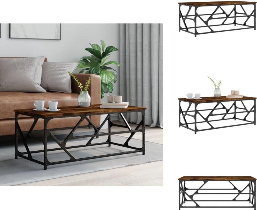 VidaXL Salontafel Salontafels Tafel Bijzettafel Salontafel 100x50x40 cm bewerkt hout gerookt eikenkleurig