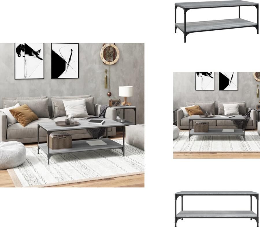 VidaXL Salontafel Salontafels Tafel Bijzettafel Salontafel 100x50x40 cm bewerkt hout grijs sonoma eikenkleurig