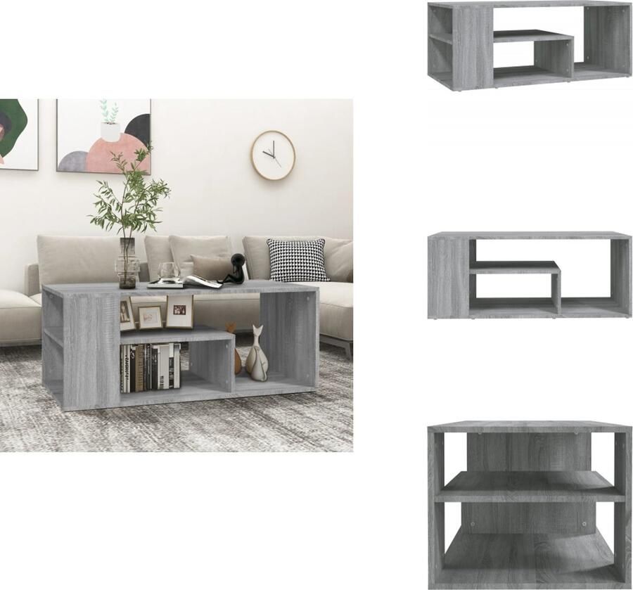 VidaXL Salontafel Salontafels Tafel Bijzettafel Salontafel 100x50x40 cm bewerkt hout grijs sonoma eikenkleurig