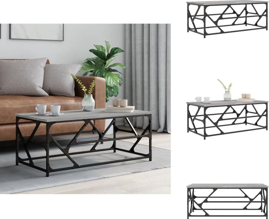 VidaXL Salontafel Salontafels Tafel Bijzettafel Salontafel 100x50x40 cm bewerkt hout grijs sonoma eikenkleurig