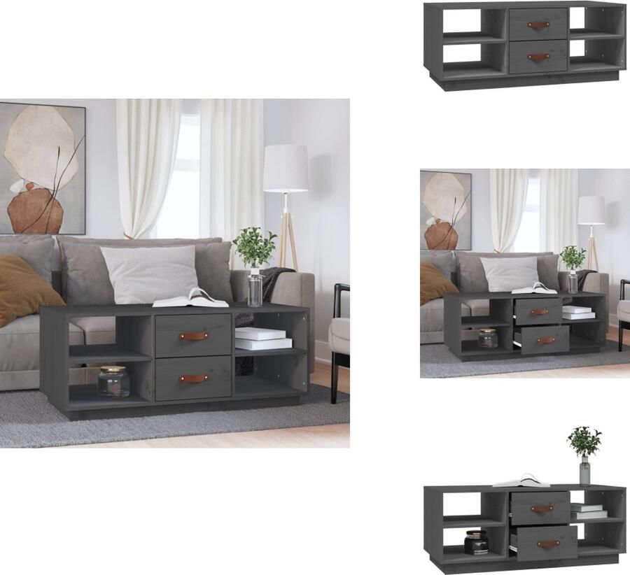 VidaXL Salontafel Salontafels Tafel Bijzettafel Salontafel 100x50x41 cm massief grenenhout grijs