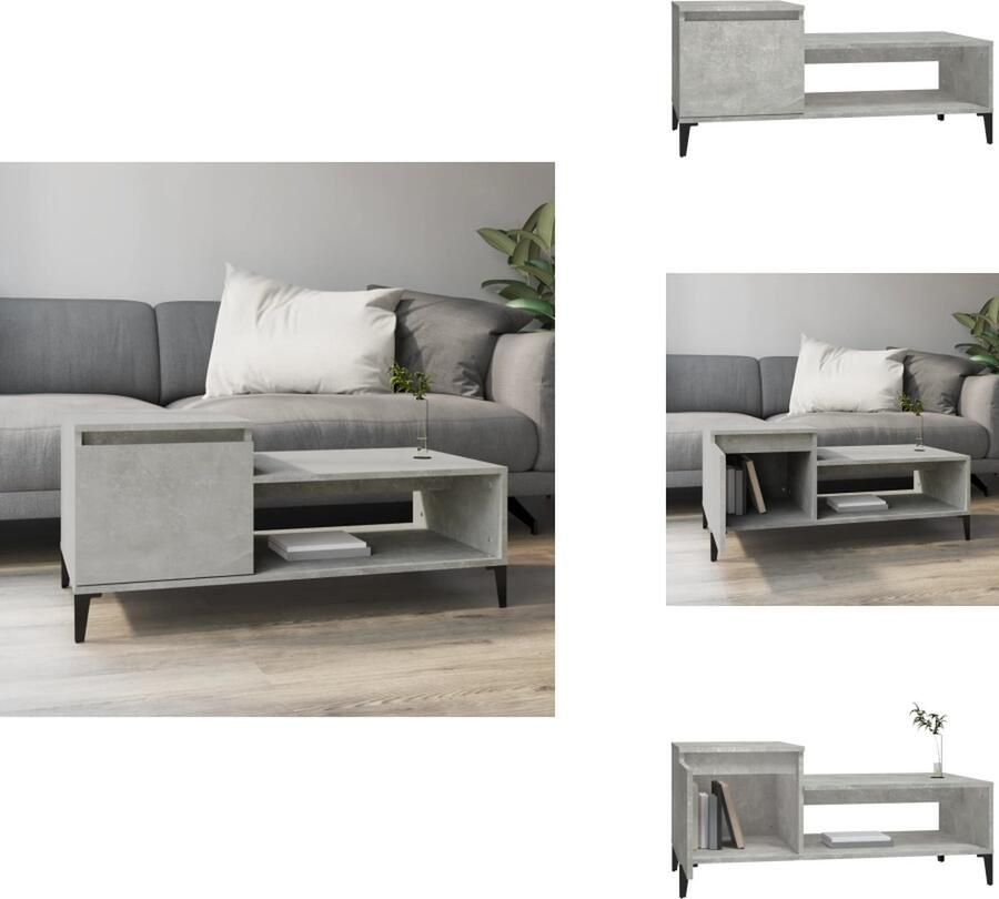 VidaXL Salontafel Salontafels Tafel Bijzettafel Salontafel 100x50x45 cm bewerkt hout betongrijs