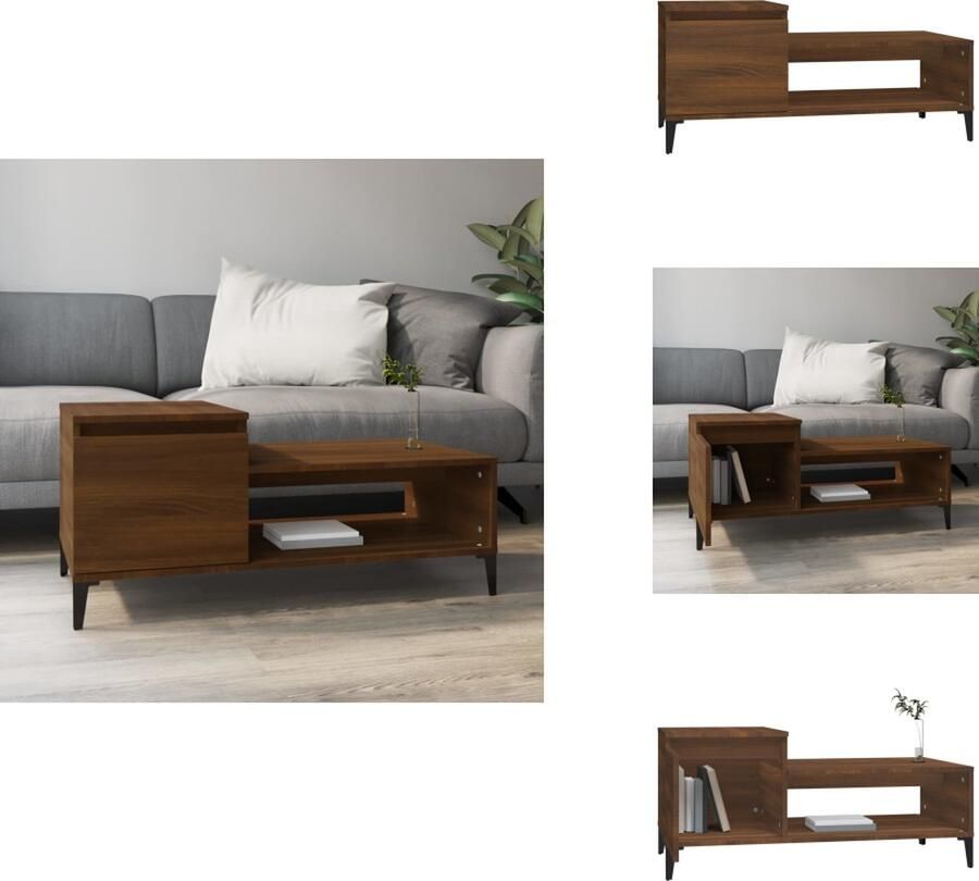 VidaXL Salontafel Salontafels Tafel Bijzettafel Salontafel 100x50x45 cm bewerkt hout bruineiken