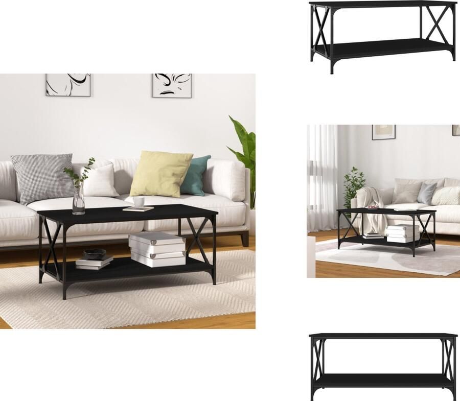 VidaXL Salontafel Salontafels Tafel Bijzettafel Salontafel 100x50x45 cm bewerkt hout en ijzer zwart