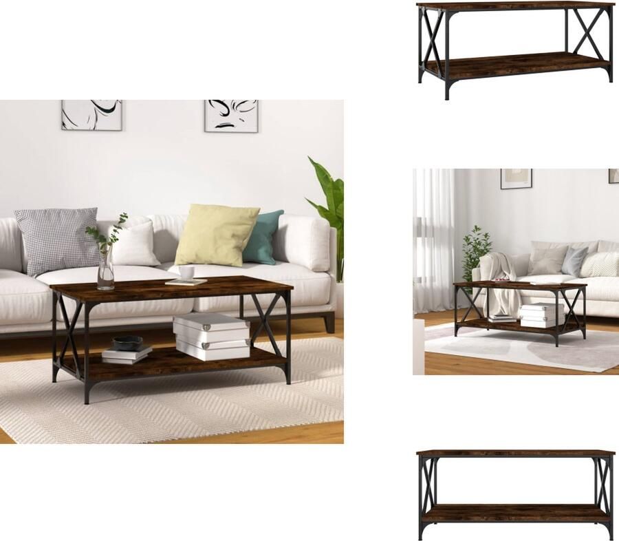 VidaXL Salontafel Salontafels Tafel Bijzettafel Salontafel 100x50x45 cm bewerkt hout en ijzer gerookt eiken