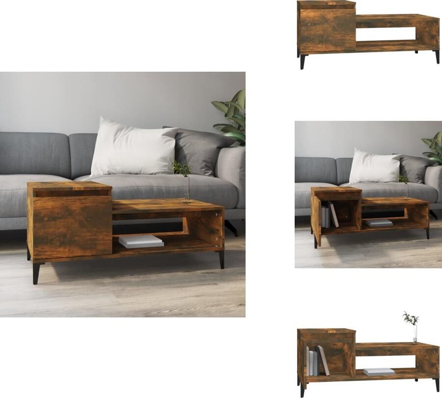 VidaXL Salontafel Salontafels Tafel Bijzettafel Salontafel 100x50x45 cm bewerkt hout gerookt eikenkleurig