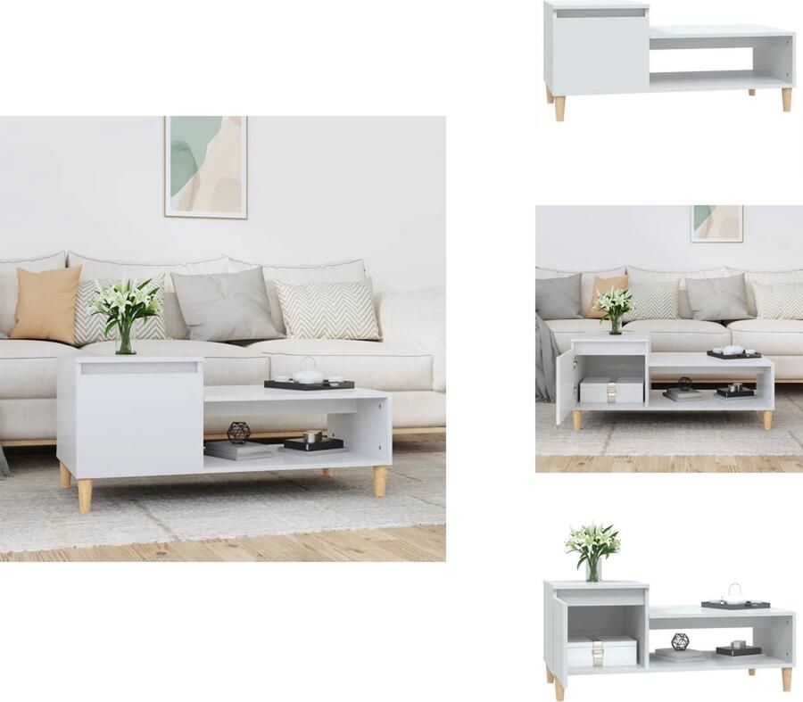 VidaXL Salontafel Salontafels Tafel Bijzettafel Salontafel 100x50x45 cm bewerkt hout hoogglans wit