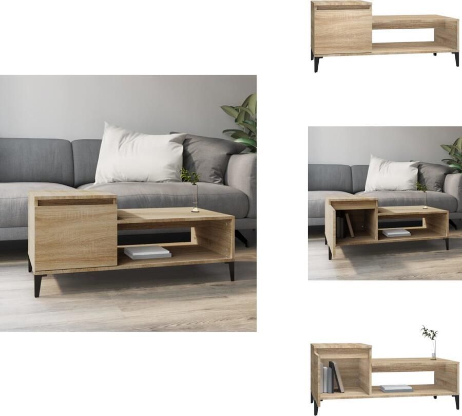 VidaXL Salontafel Salontafels Tafel Bijzettafel Salontafel 100x50x45 cm bewerkt hout sonoma eikenkleurig