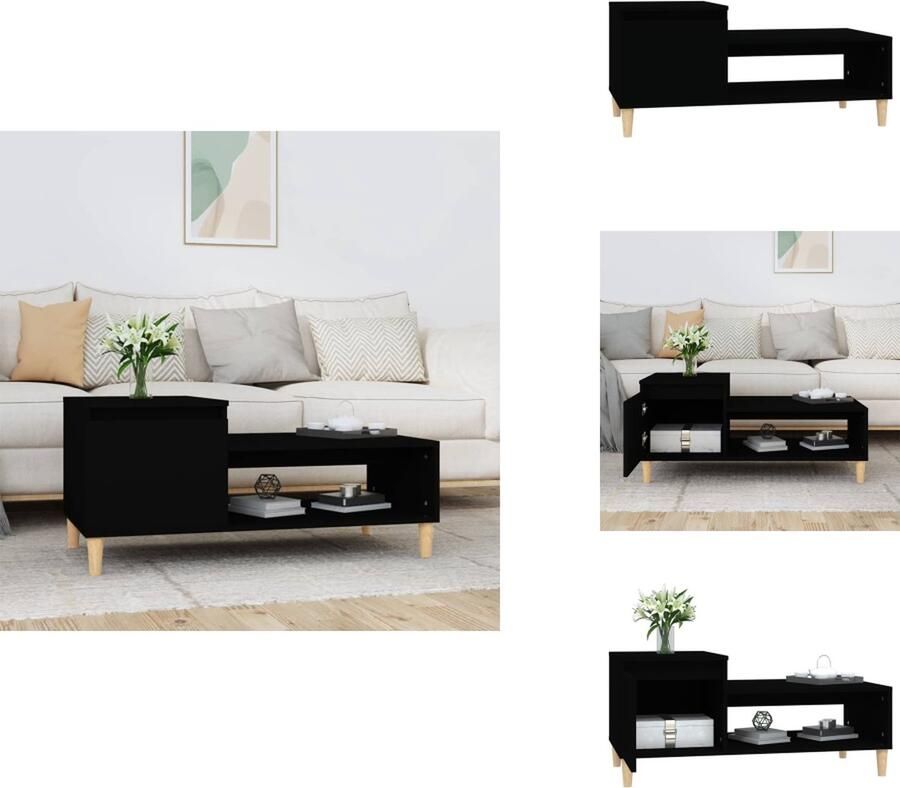 VidaXL Salontafel Salontafels Tafel Bijzettafel Salontafel 100x50x45 cm bewerkt hout zwart