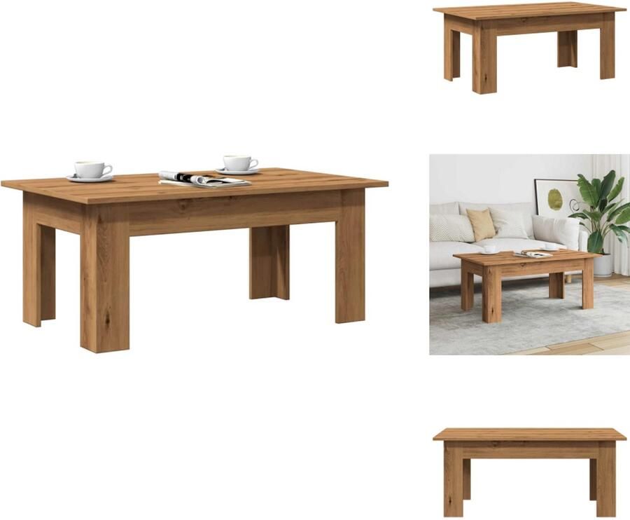 VidaXL Salontafel Salontafels Tafel Bijzettafel Salontafel 100x60x42 cm bewerkt hout artisanaal eikenkleur