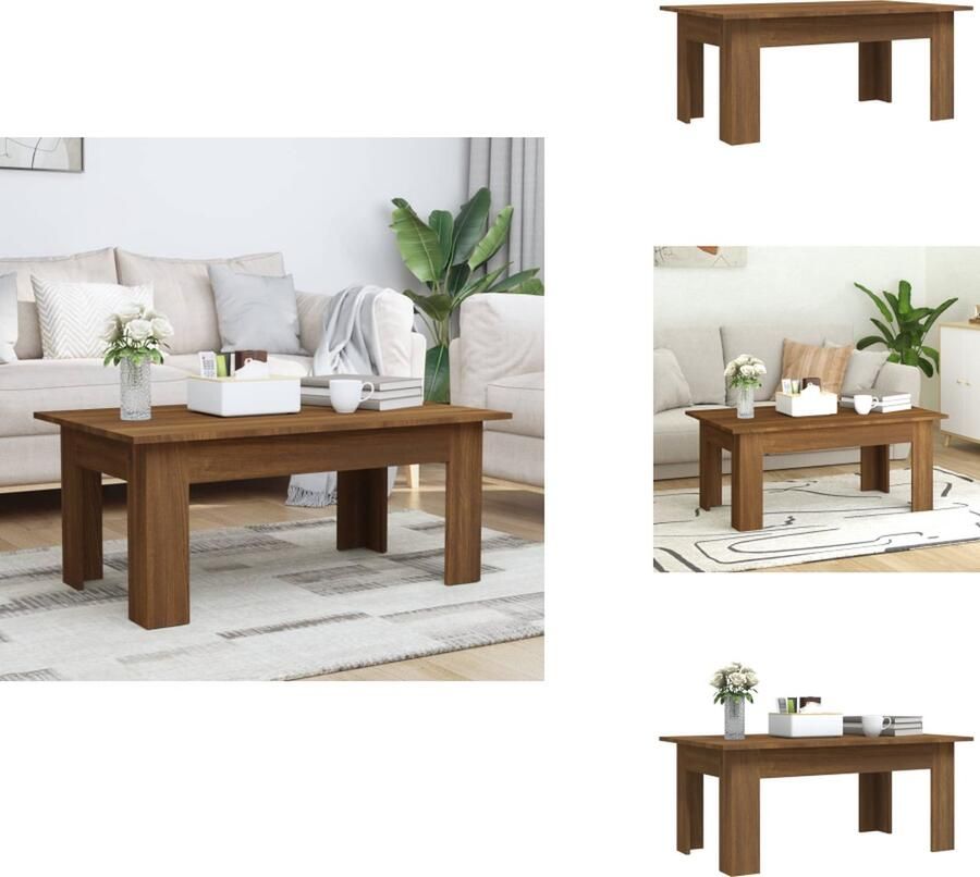VidaXL Salontafel Salontafels Tafel Bijzettafel Salontafel 100x60x42 cm bewerkt hout bruineikenkleurig