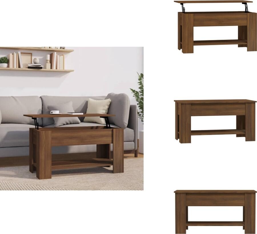 VidaXL Salontafel Salontafels Tafel Bijzettafel Salontafel 101x49x52 cm bewerkt hout bruineikenkleurig