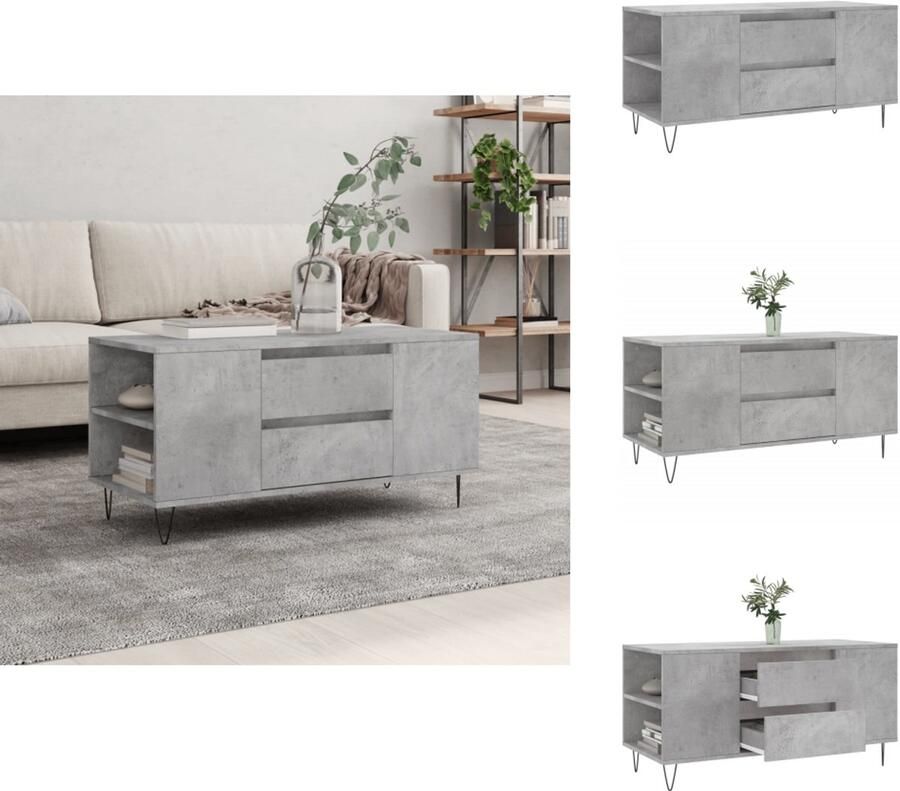 VidaXL Salontafel Salontafels Tafel Bijzettafel Salontafel 102x44 5x50 cm bewerkt hout betongrijs