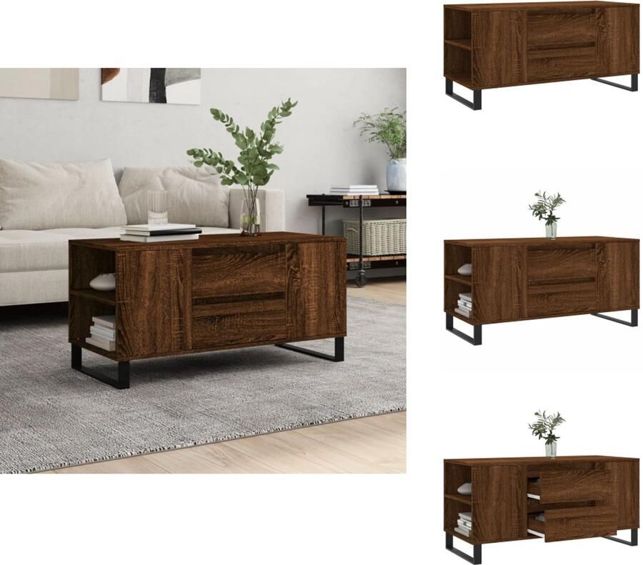 VidaXL Salontafel Salontafels Tafel Bijzettafel Salontafel 102x44 5x50 cm bewerkt hout bruin eikenkleur