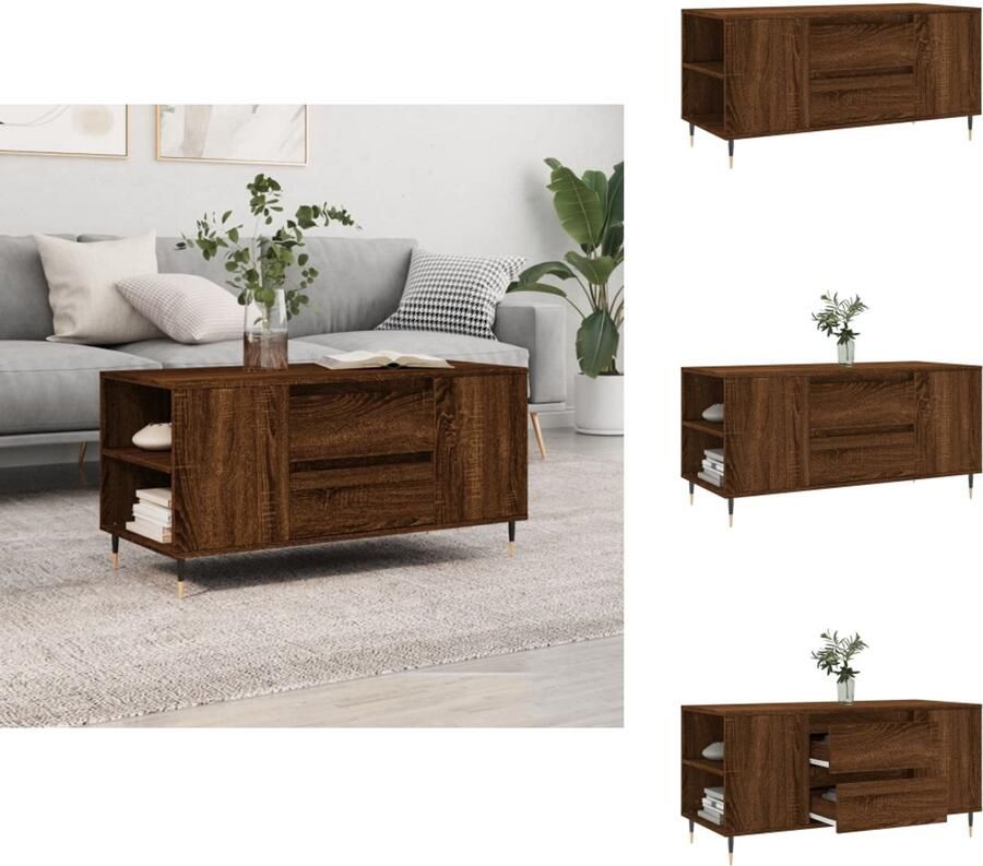 VidaXL Salontafel Salontafels Tafel Bijzettafel Salontafel 102x44 5x50 cm bewerkt hout bruin eikenkleur