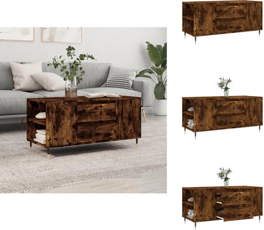 VidaXL Salontafel Salontafels Tafel Bijzettafel Salontafel 102x44 5x50 cm bewerkt hout gerookt eikenkleurig