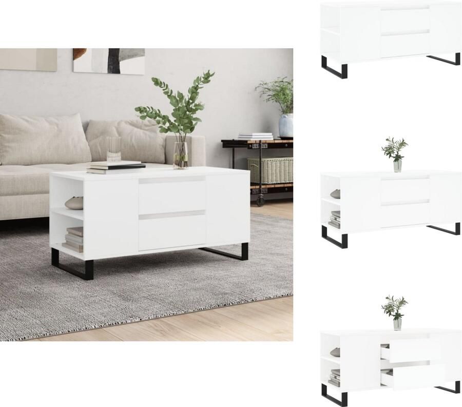 VidaXL Salontafel Salontafels Tafel Bijzettafel Salontafel 102x44 5x50 cm bewerkt hout wit