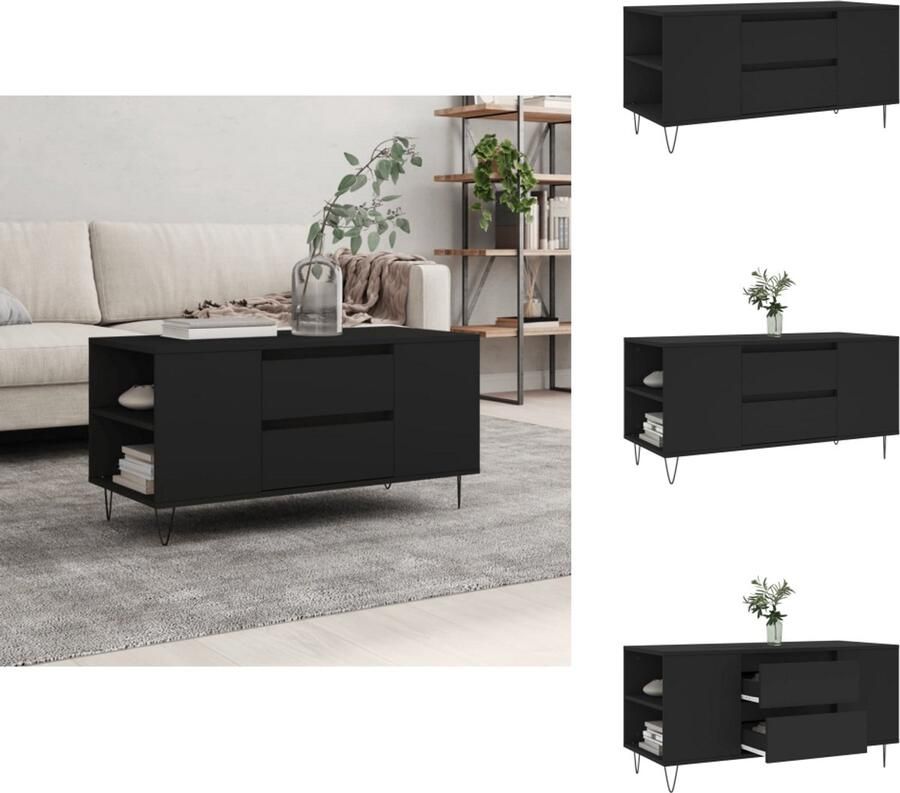 VidaXL Salontafel Salontafels Tafel Bijzettafel Salontafel 102x44 5x50 cm bewerkt hout zwart