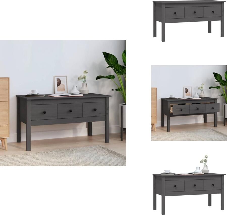 VidaXL Salontafel Salontafels Tafel Bijzettafel Salontafel 102x49x55 cm massief grenenhout grijs