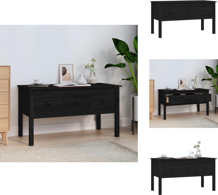 VidaXL Salontafel Salontafels Tafel Bijzettafel Salontafel 102x49x55 cm massief grenenhout zwart