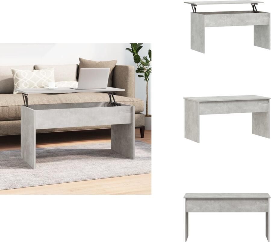 VidaXL Salontafel Salontafels Tafel Bijzettafel Salontafel 102x50 5x52 5 cm bewerkt hout betongrijs