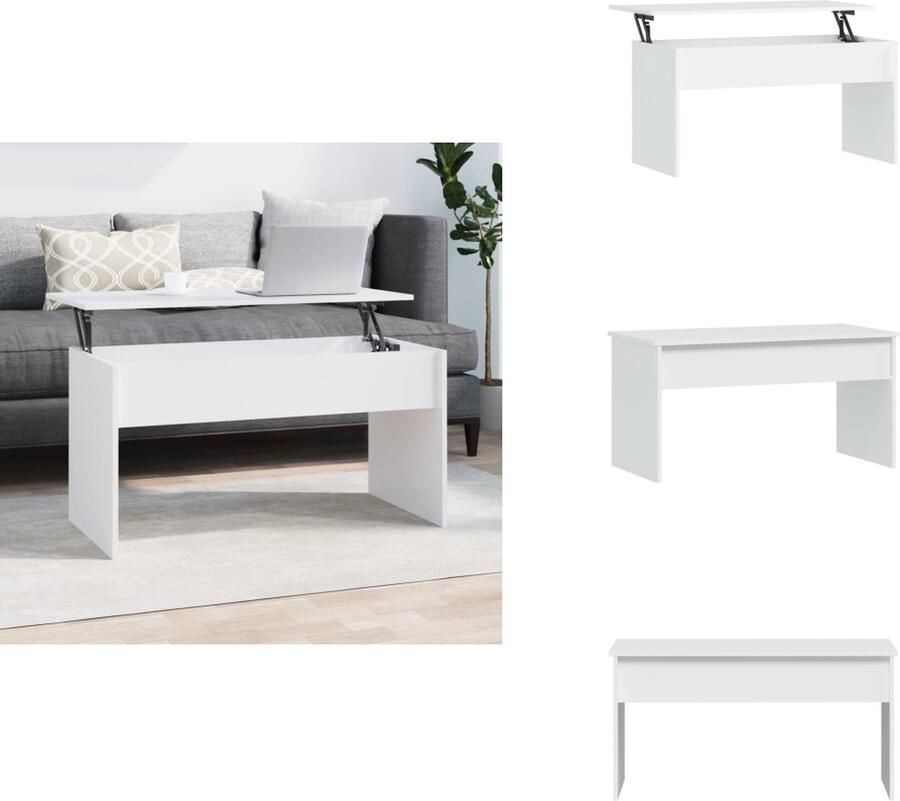 VidaXL Salontafel Salontafels Tafel Bijzettafel Salontafel 102x50 5x52 5 cm bewerkt hout wit