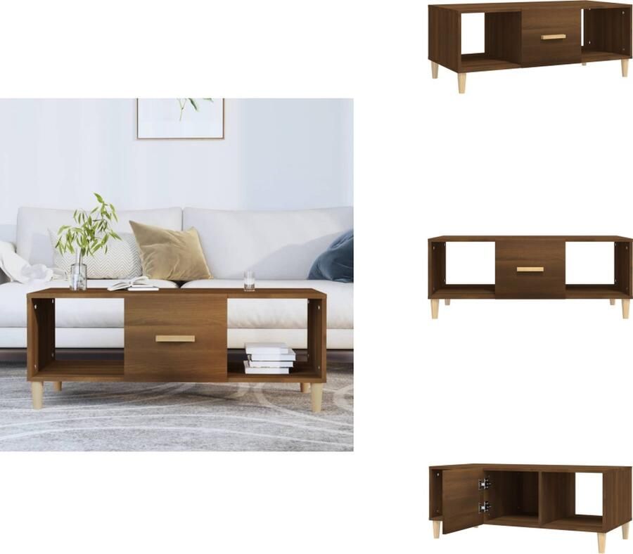 VidaXL Salontafel Salontafels Tafel Bijzettafel Salontafel 102x50x40 cm bewerkt hout bruineikenkleurig