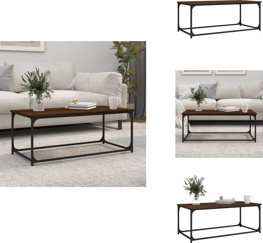 VidaXL Salontafel Salontafels Tafel Bijzettafel Salontafel 102x50x40 cm bewerkt hout en ijzer bruin eikenkleur