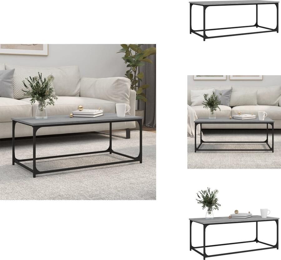 VidaXL Salontafel Salontafels Tafel Bijzettafel Salontafel 102x50x40 cm bewerkt hout en ijzer grijs sonoma