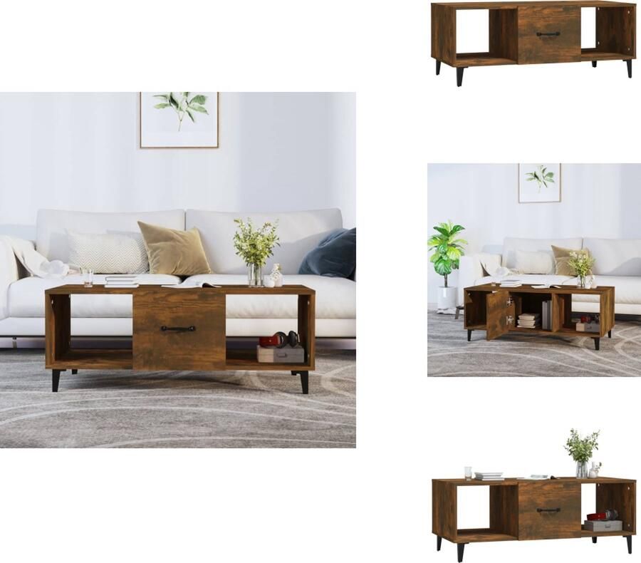 VidaXL Salontafel Salontafels Tafel Bijzettafel Salontafel 102x50x40 cm bewerkt hout gerookt eikenkleurig
