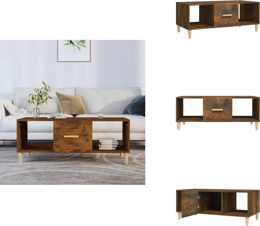 VidaXL Salontafel Salontafels Tafel Bijzettafel -Salontafel-102x50x40-cm-bewerkt-hout-gerookt-eikenkleurig - Foto 2