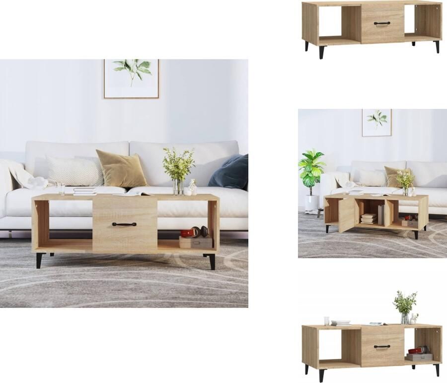 VidaXL Salontafel Salontafels Tafel Bijzettafel Salontafel 102x50x40 cm bewerkt hout sonoma eikenkleurig