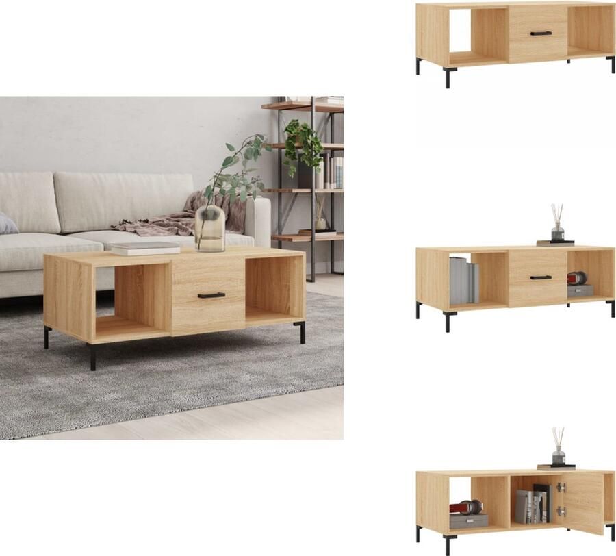 VidaXL Salontafel Salontafels Tafel Bijzettafel -Salontafel-102x50x40-cm-bewerkt-hout-sonoma-eikenkleurig