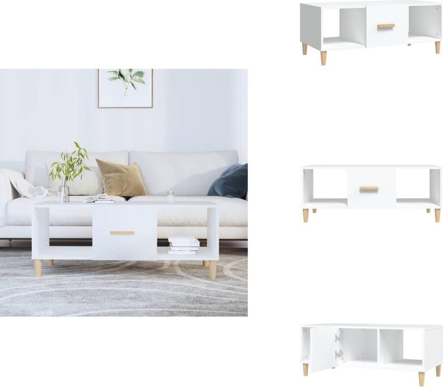 VidaXL Salontafel Salontafels Tafel Bijzettafel Salontafel 102x50x40 cm bewerkt hout wit