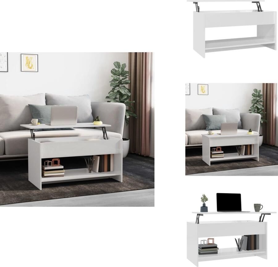 VidaXL Salontafel Salontafels Tafel Bijzettafel Salontafel 102x50x52 5 cm bewerkt hout hoogglans wit
