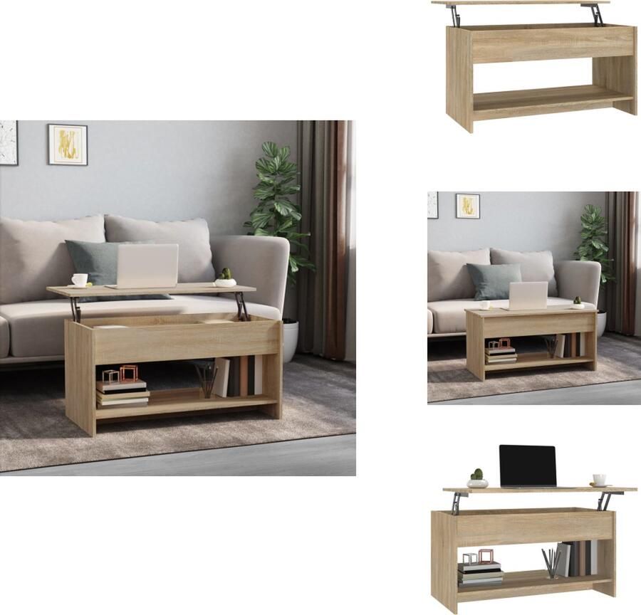 VidaXL Salontafel Salontafels Tafel Bijzettafel Salontafel 102x50x52 5 cm bewerkt hout sonoma eikenkleurig