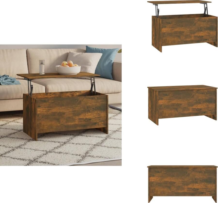 VidaXL Salontafel Salontafels Tafel Bijzettafel Salontafel 102x55 5x52 5 cm bewerkt hout gerookt eikenkleurig